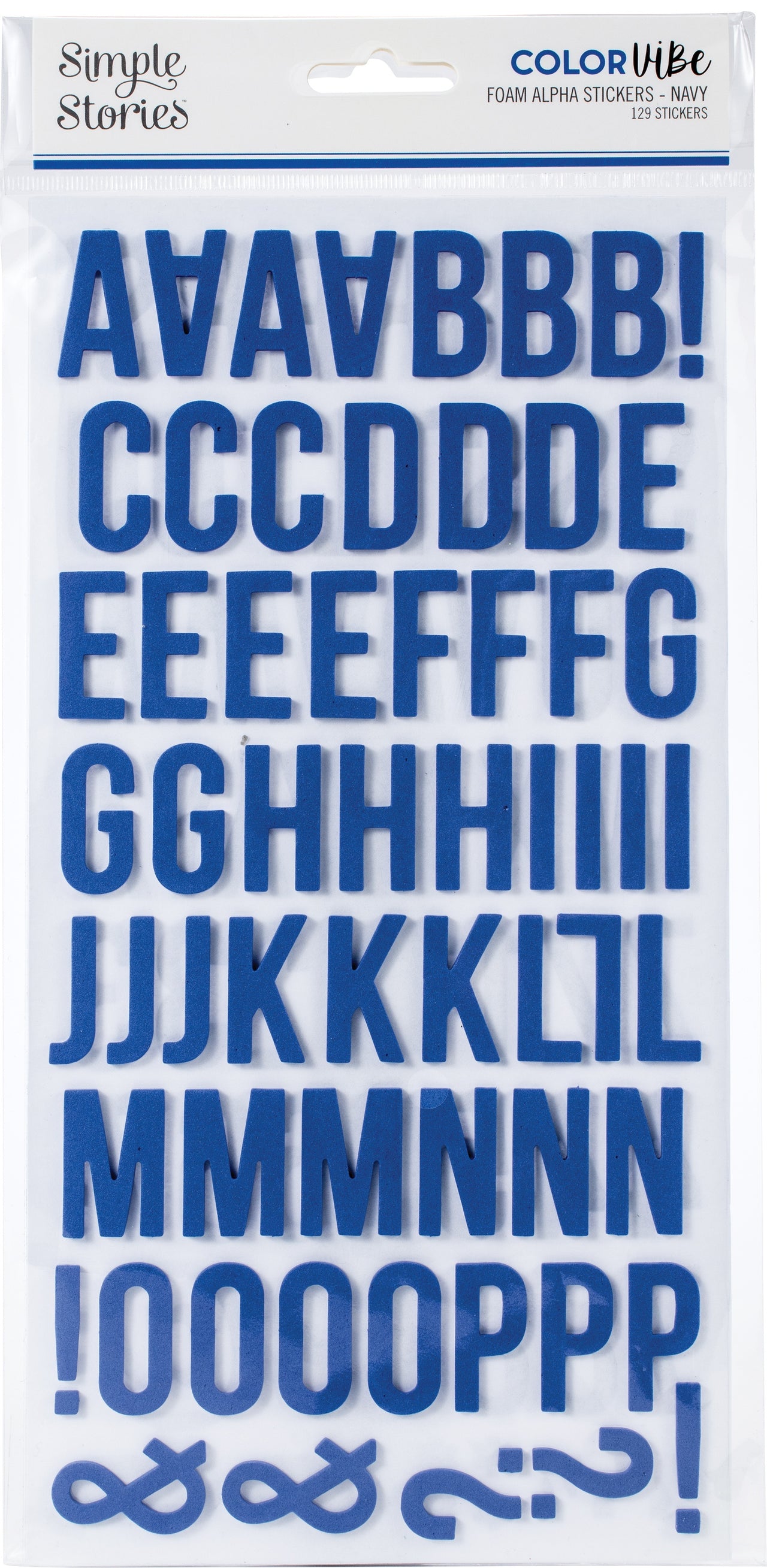 Simple Stories Color Vibe Foam Alpha Stickers 6"X12" 129/Pkg - Navy