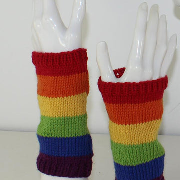 Rainbow Beanie and Wristwarmers