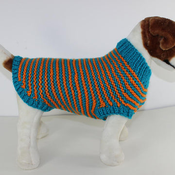 Chunky Stripe Garter Stitch Dog Coat