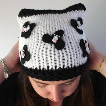 Knitted Cow Beanie