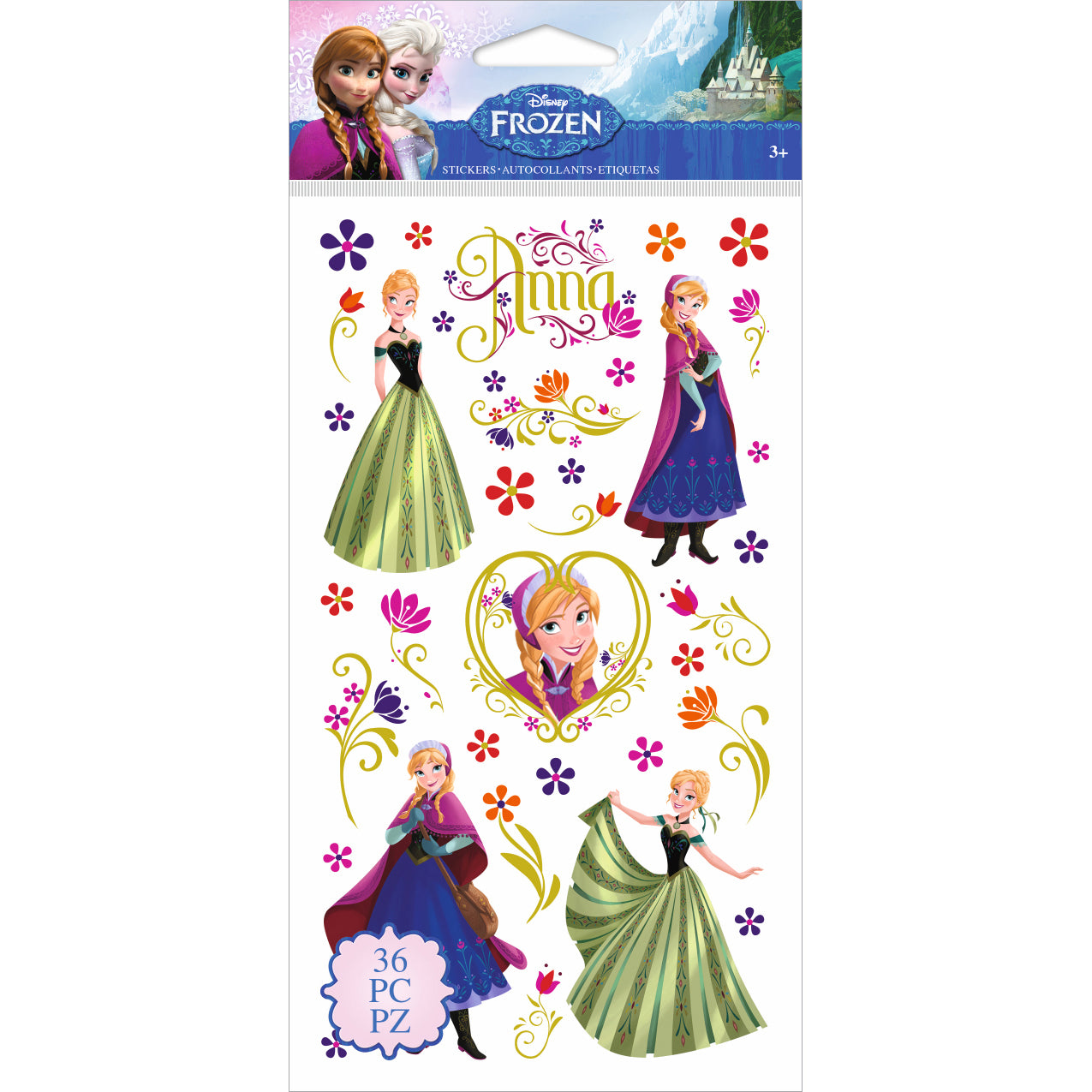 Jolees Disney Flat Stickers - Frozen Anna & Flowers