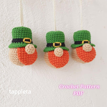 Leprechaun gnome ornament crochet pattern, St Patricks Day decor, Tiny gnome amigurumi crochet pattern, Leprechaun hat mini good luck charm