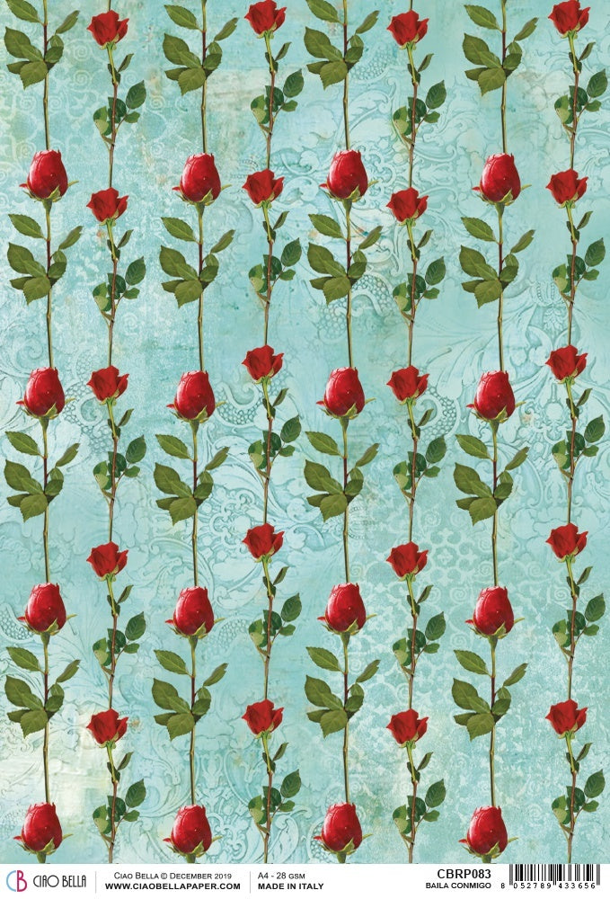 Ciao Bella Rice Paper Sheet A4 5/Pkg - Baila Conmigo, Tango