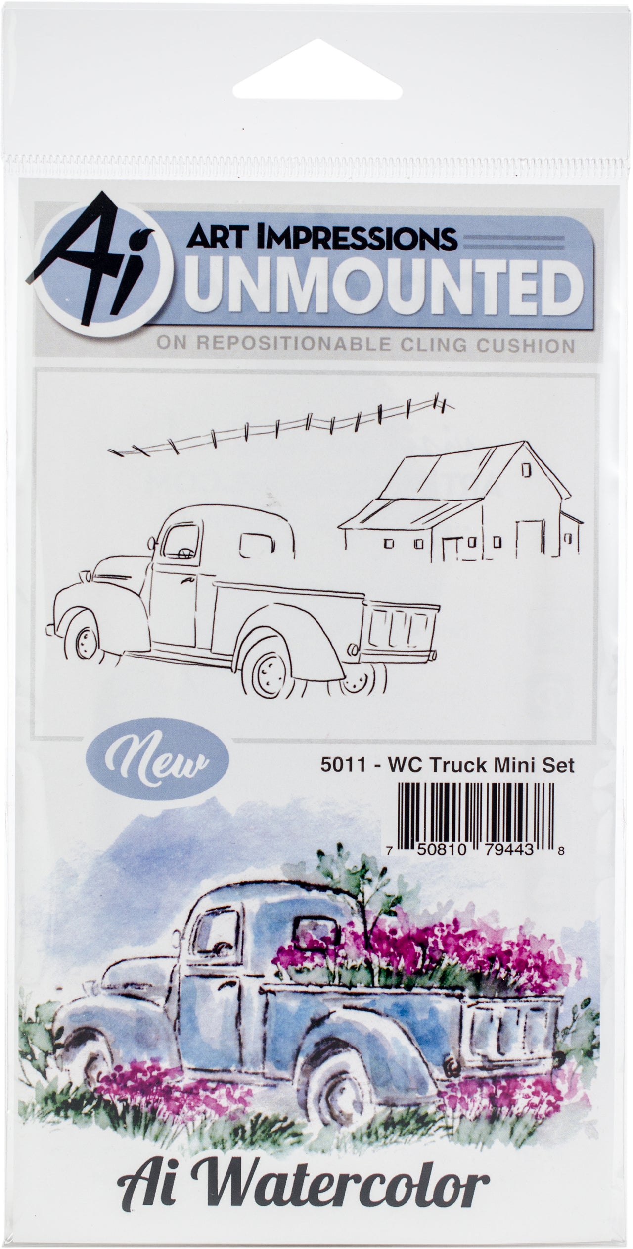 Art Impressions Watercolor Cling Rubber Stamps - Truck Mini Set