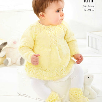 Cardigan, Angel Top, Hat and Bootees Knitted in King Cole Baby Safe DK - 5768 - Downloadable PDF