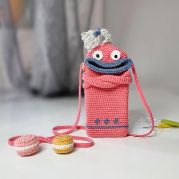 Funny monster small phone pouch crossbody bag crochet pattern T41