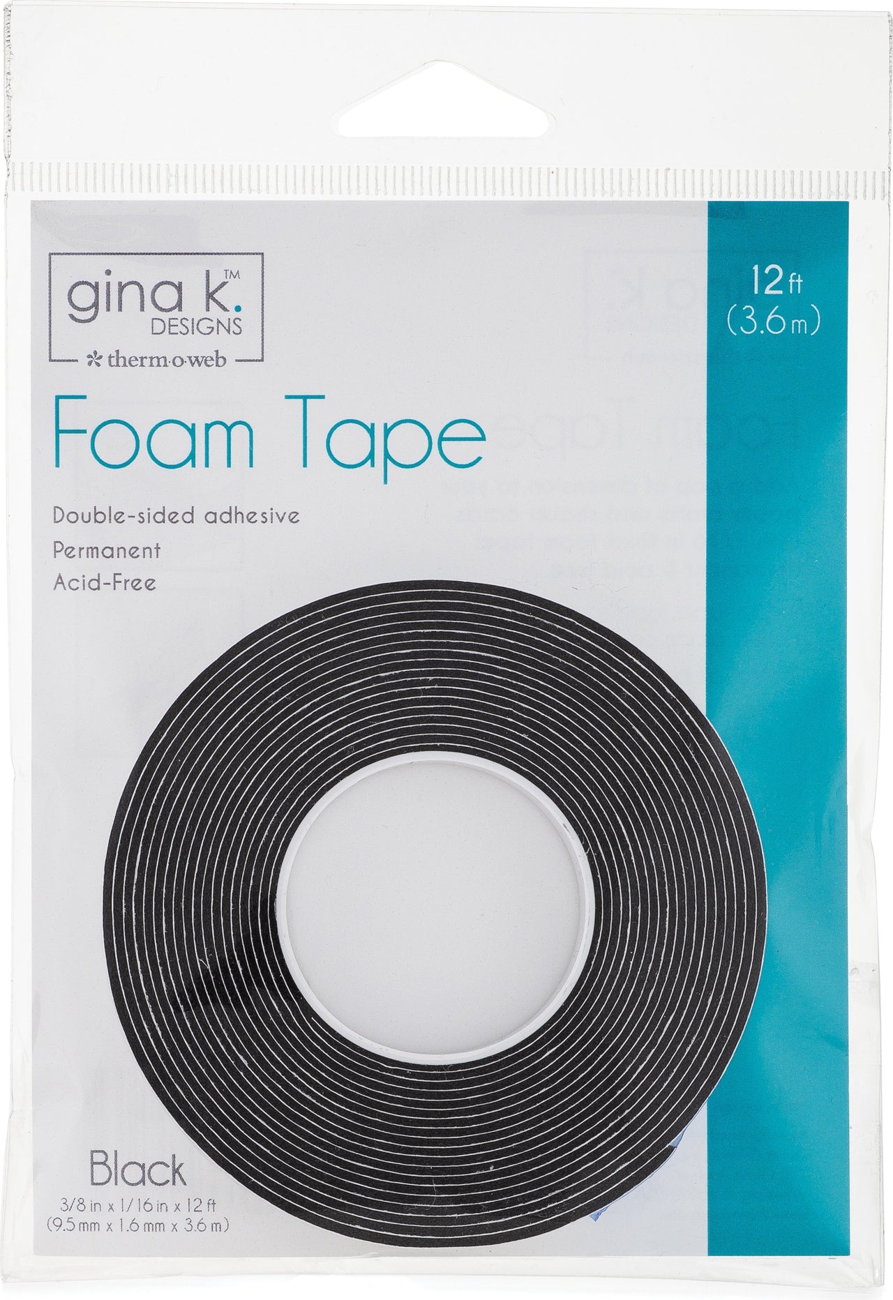 Therm O Web Gina K Designs Foam Tape 3/8"X12ft - Black