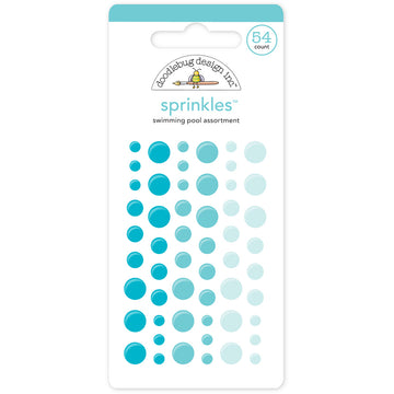 Doodlebug Sprinkles Adhesive Glossy Enamel Dots - Swimming Pool, 54/Pkg
