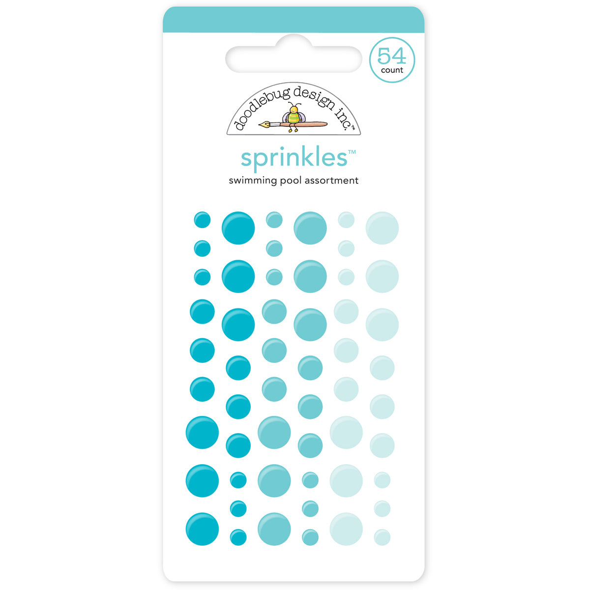 Doodlebug Sprinkles Adhesive Glossy Enamel Dots - Swimming Pool, 54/Pkg
