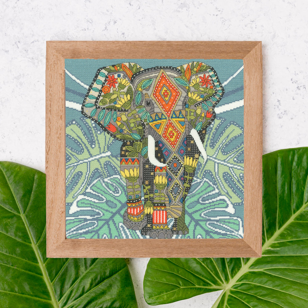 Bothy Threads Jewelled Elephant Cross Stitch Kit - 32 x 32cm