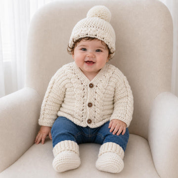 Cooper Baby Cardigan Hat and Booties Set