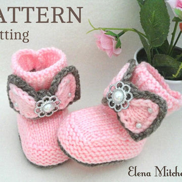 Knitting PATTERN Baby Shoes Baby Booties with Bows