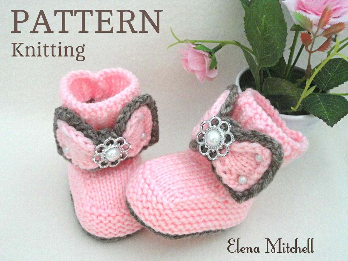 Knitting PATTERN Baby Shoes Baby Booties with Bows