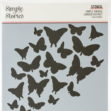 Simple Stories Simple Vintage Garden District Stencil 6"X6" - Beautiful Butterflies