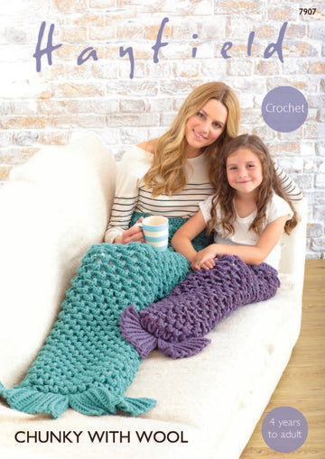 Women and Girls Mermaid Tails in Hayfield Chunky with Wool - 7907 - Downloadable PDF