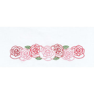 Jack Dempsey Stamped Pillowcases W White Lace Edge 2Pkg - Rose Garden