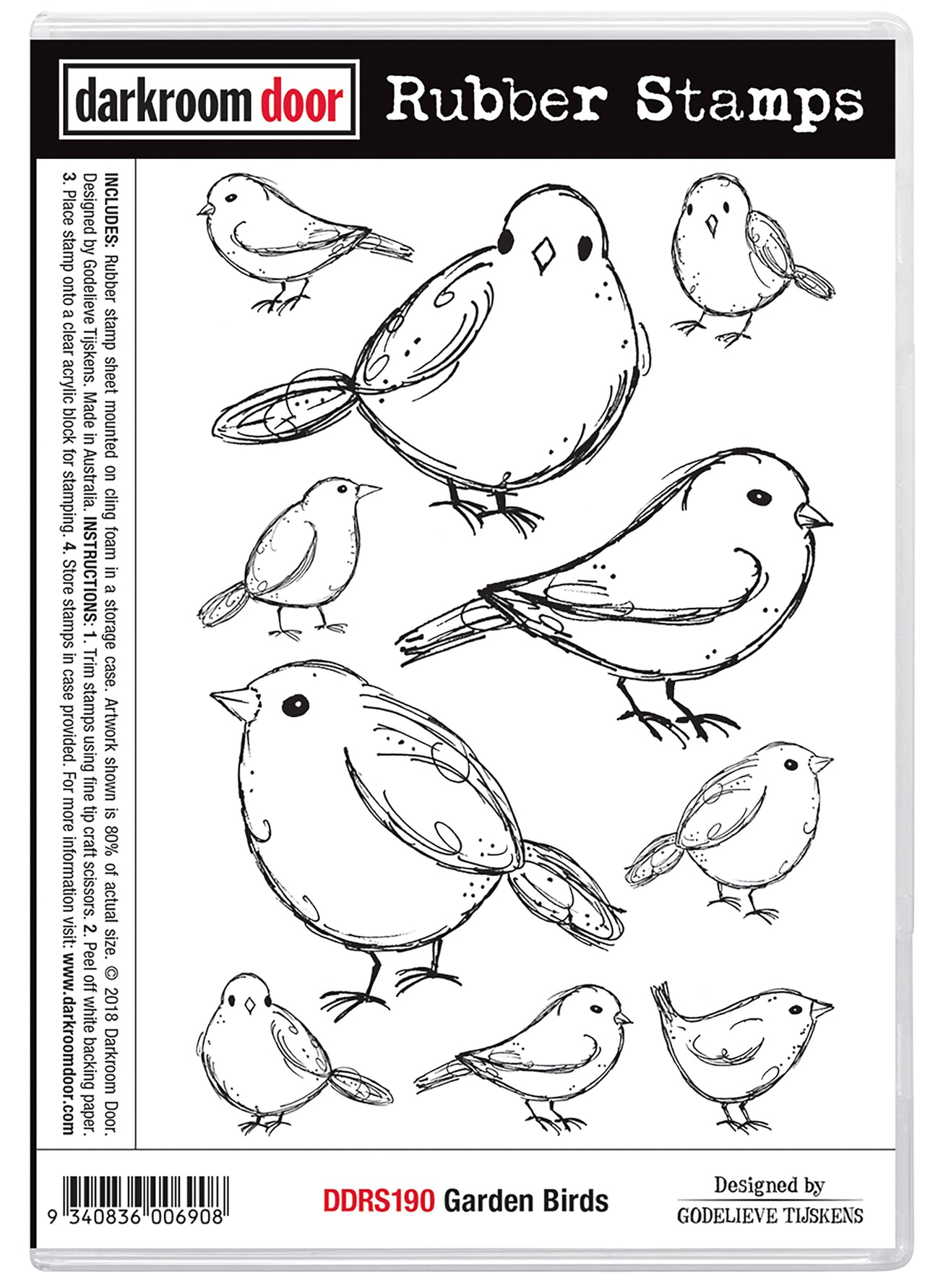 Darkroom Door Cling Stamps 7"X5" - Garden Birds