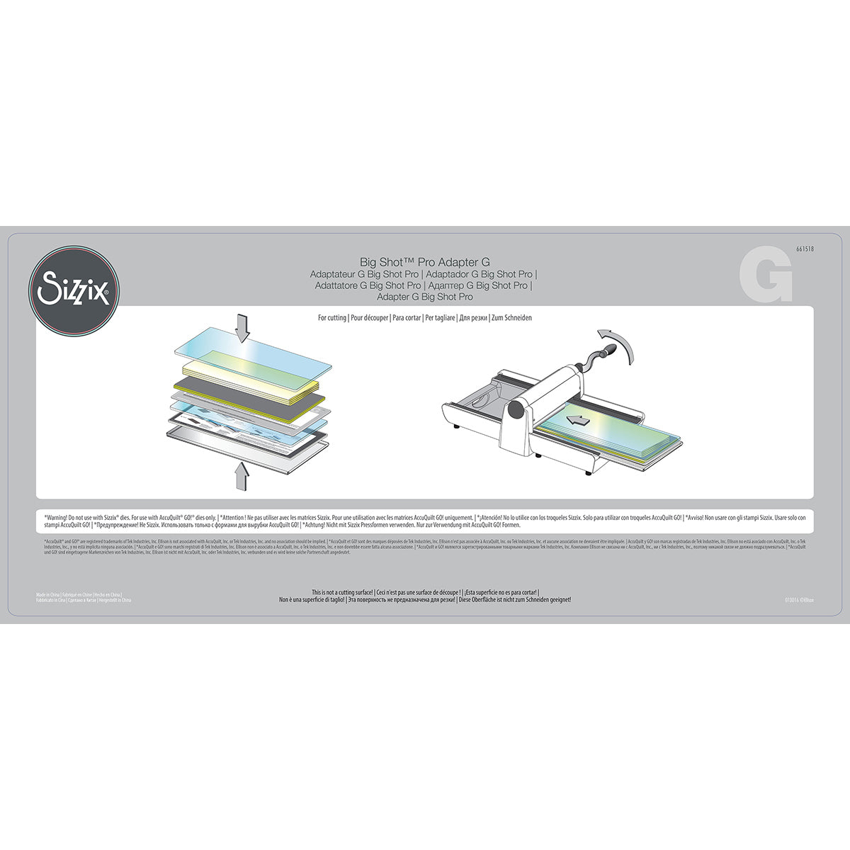 Sizzix Big Shot Pro Thinner Steel-Rule Die Adapter G - 12"X26"X.125"