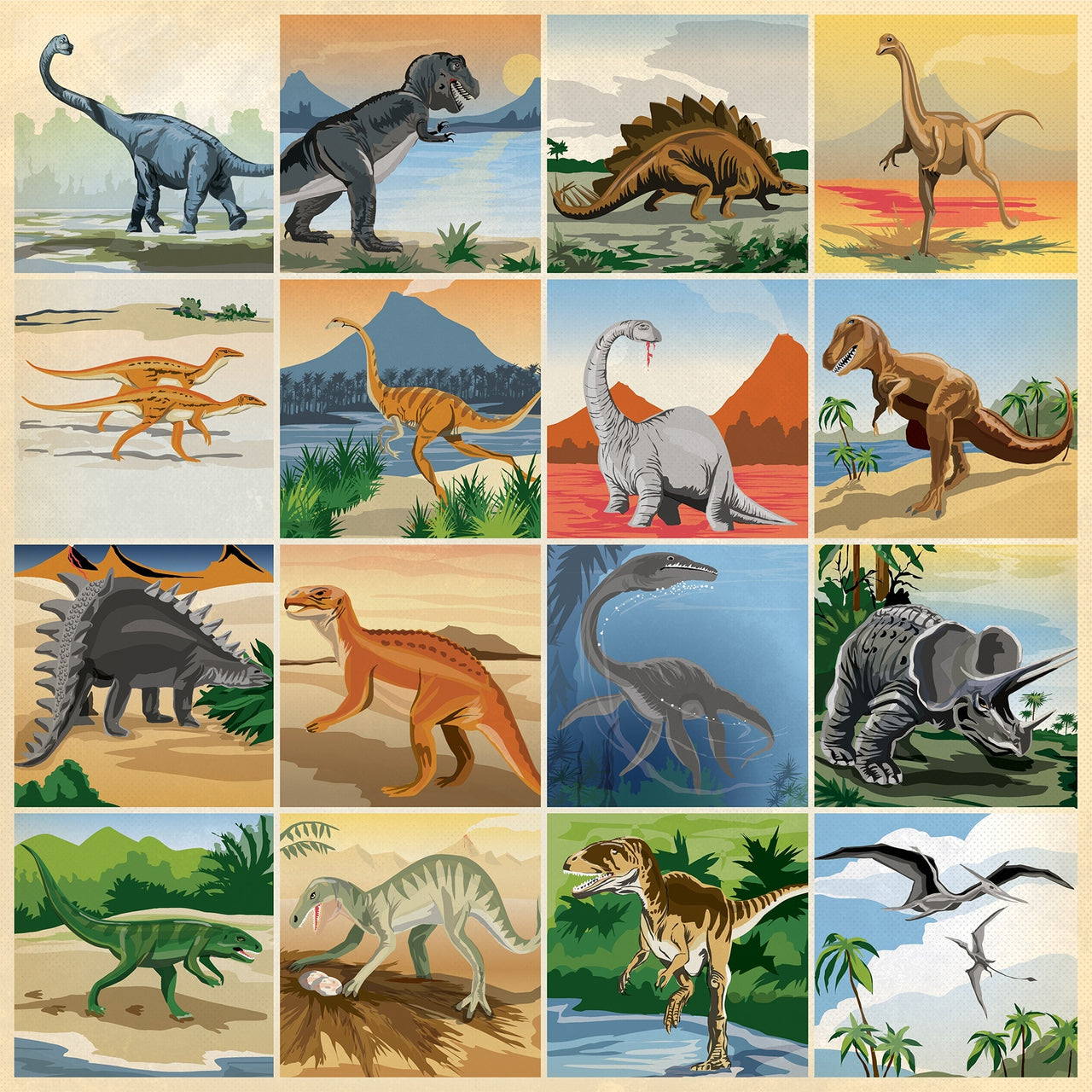 Echo Park Paper Dinosaurs Double-Sided Cardstock 12"X12" 25/Pkg - 3"X3" Journaling Cards