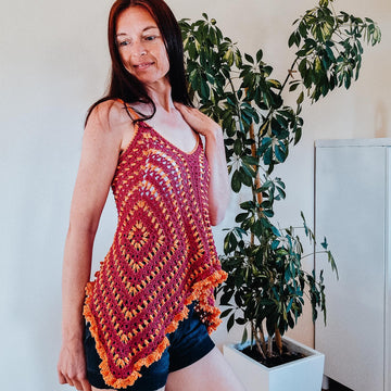 Puff Stitch Granny Square Top