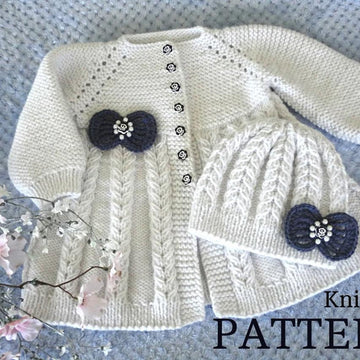 Knitted Baby Cardigan and Baby Beanie by Elena Mitchell
