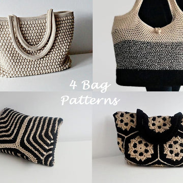 4 Crochet Bag Patterns Black and Beige Inspiration