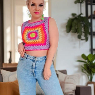 Granny Square Crochet Crop Top