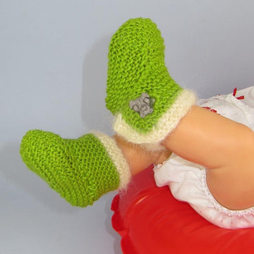 Baby Fur Trim Teddy Button Booties (Bootees)