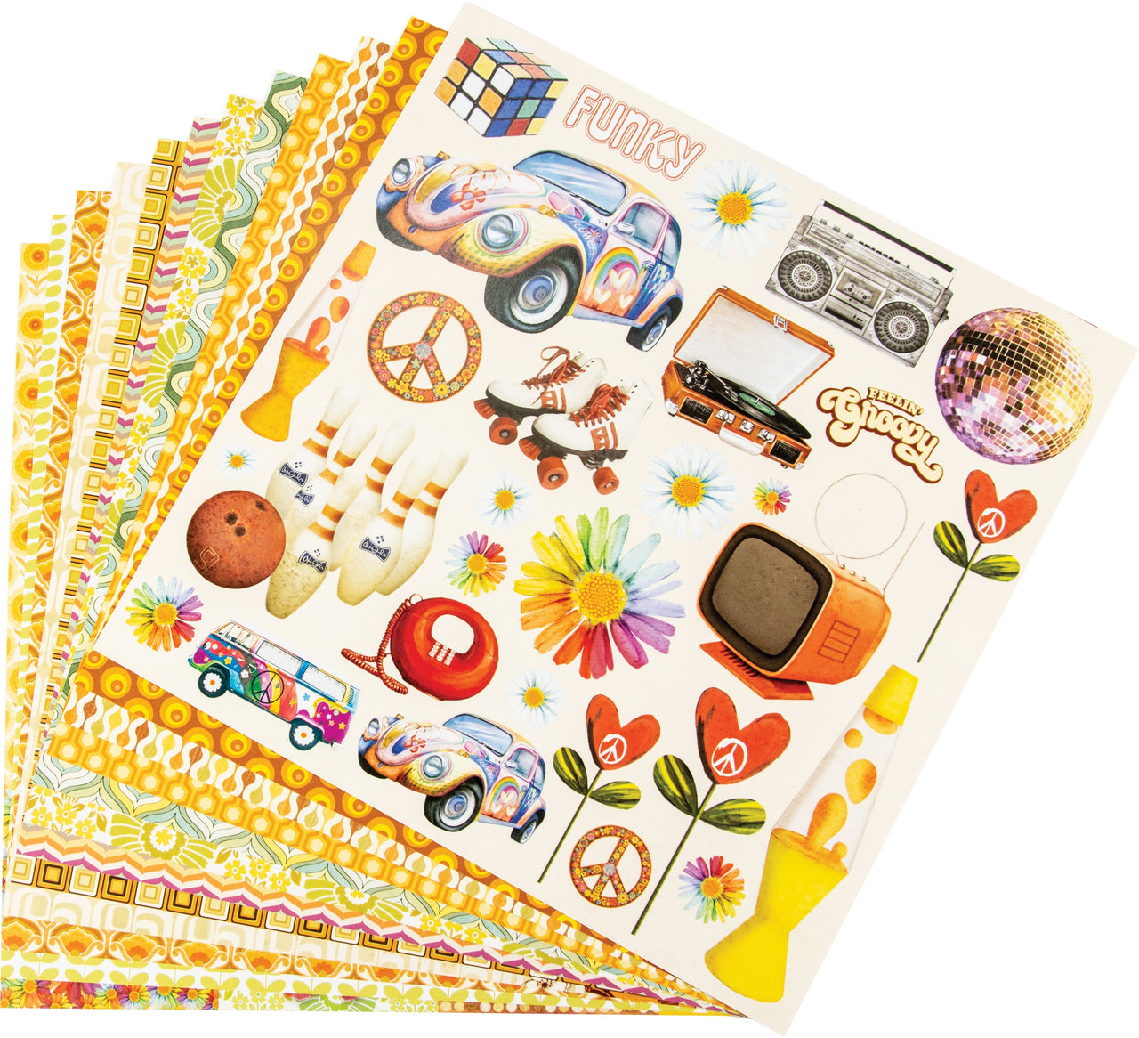 Ciao Bella Double-Sided Paper Pack 90lb 12"X12" 12/Pkg - The Seventies, 12 Designs/1 Each