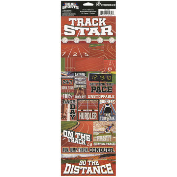 Reminisce Real Sports Cardstock Stickers 4.25"X13" - Track Graphic