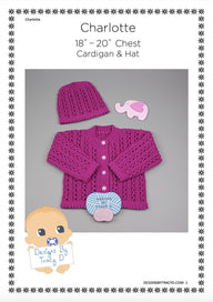 Charlotte baby cardigan and hat 18 - 20" chest knitting pattern