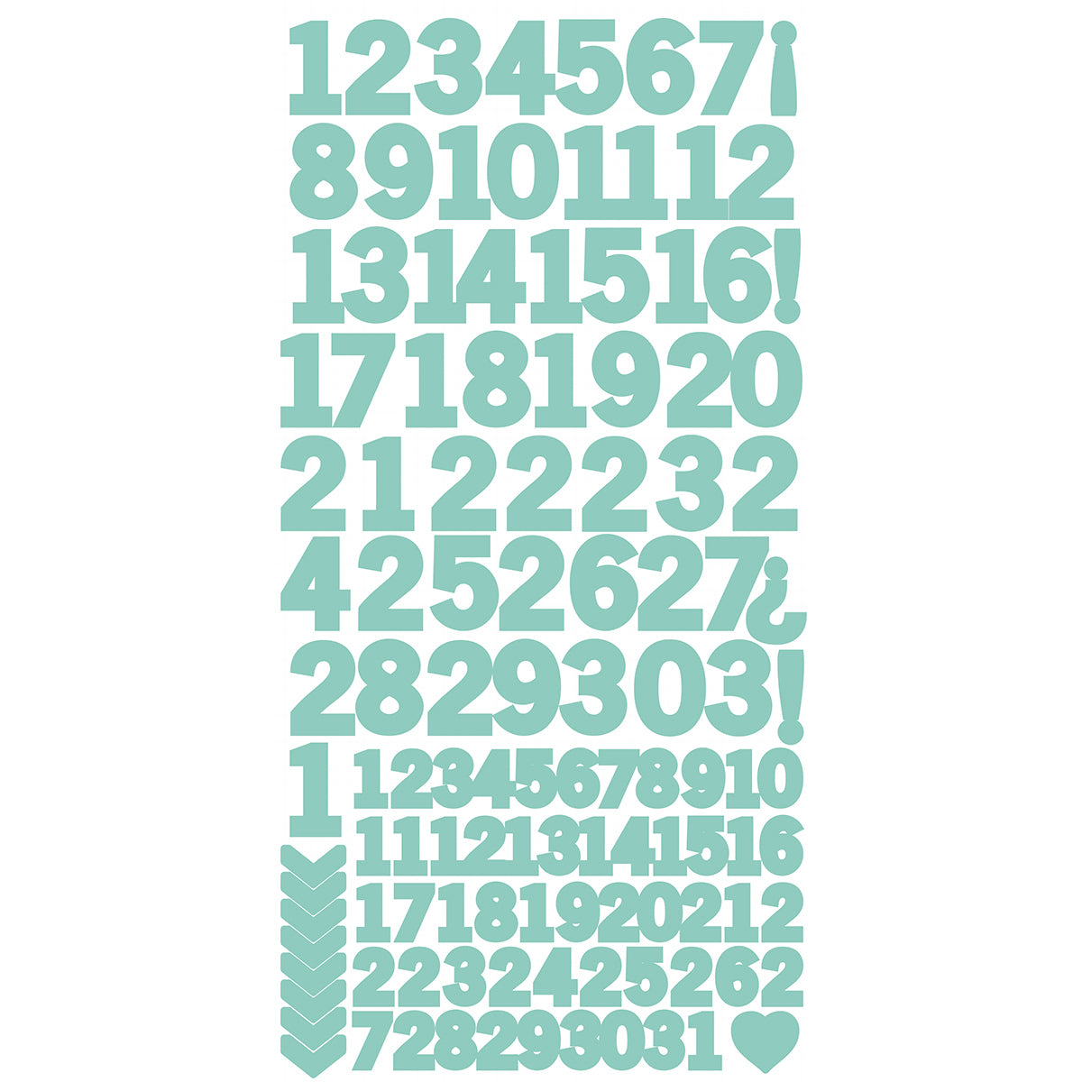 Kaisercraft Number Stickers 6"X12" 5/Pkg - Sea Green