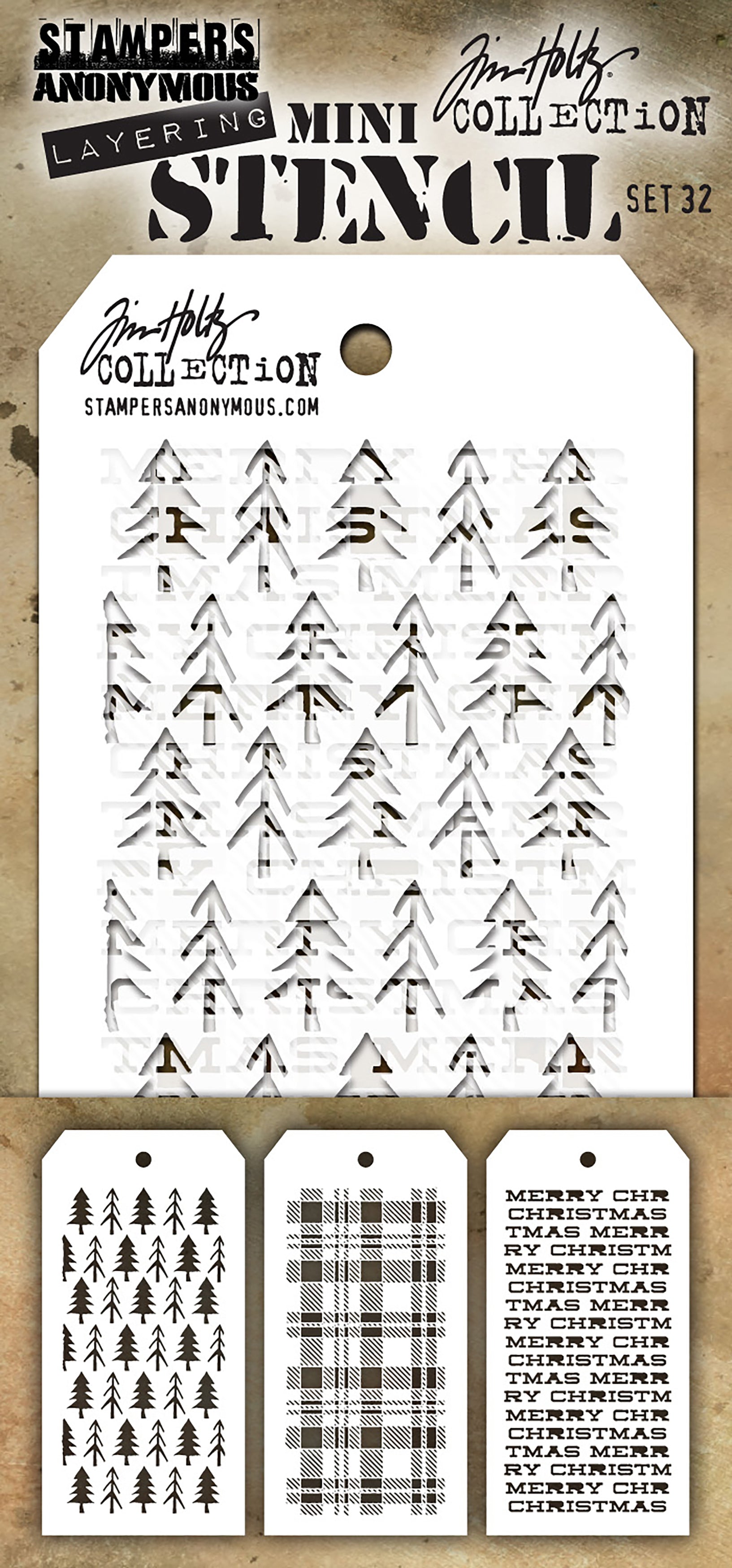 Stampers Anonymous Tim Holtz Mini Layered Stencil Set 3/Pkg - Set #32