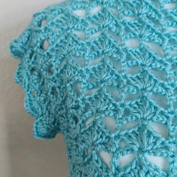 LIGHT AQUA GREEN CROCHET SHELL STITCH TOP