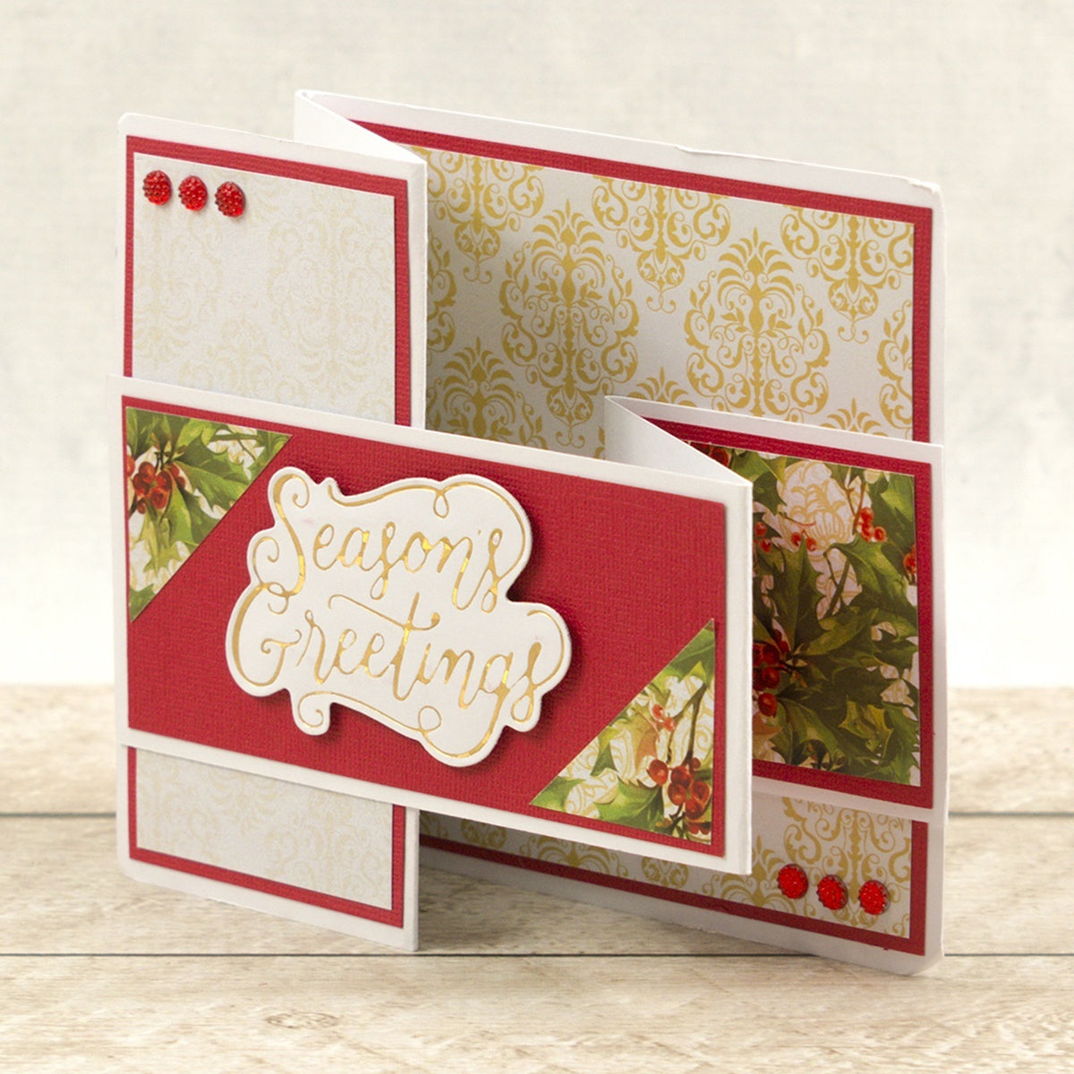 Artdeco Creations Naughty Or Nice Cut, Foil & Emboss Dies - Seasons Greetings 2.9"X1.9"
