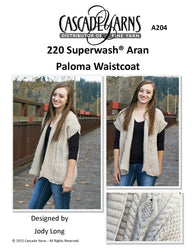 Paloma Waistcoat in Cascade Yarns 220 Superwash® Aran - A204 - Downloadable PDF