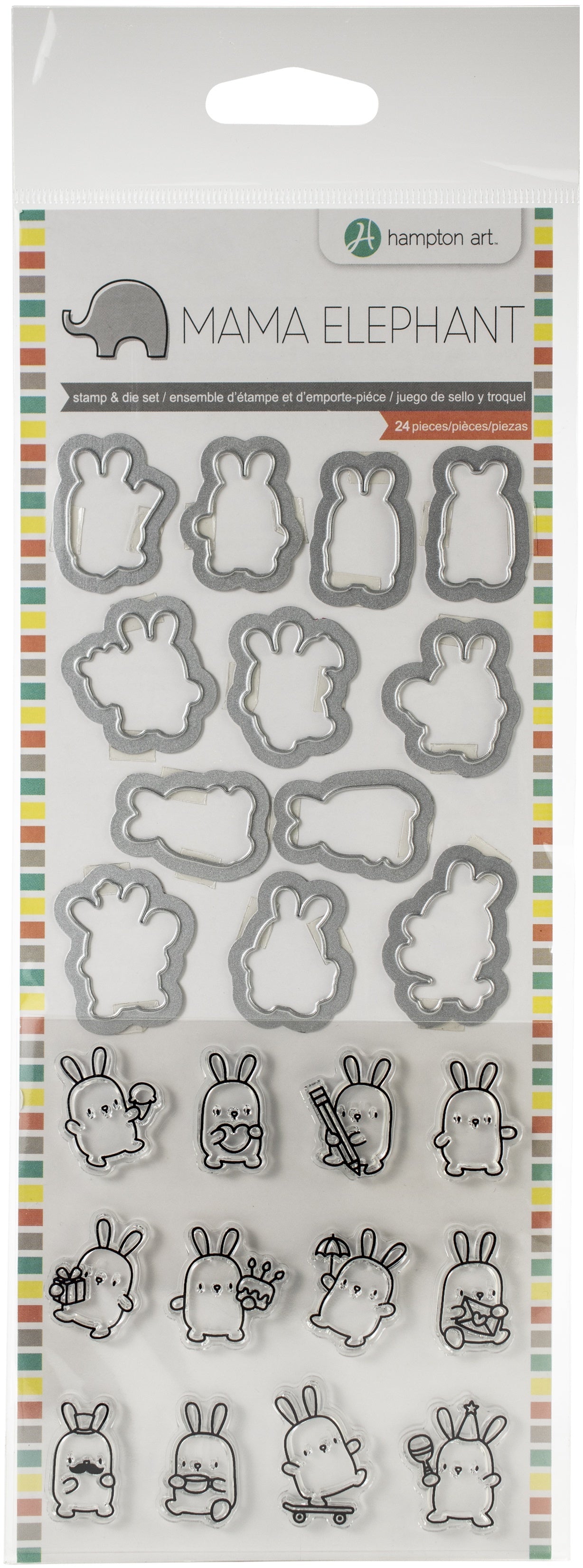 Hampton Art Mama Elephant Clear Stamp & Die Set 4.125"X10.5" - Mini Bunny Agenda