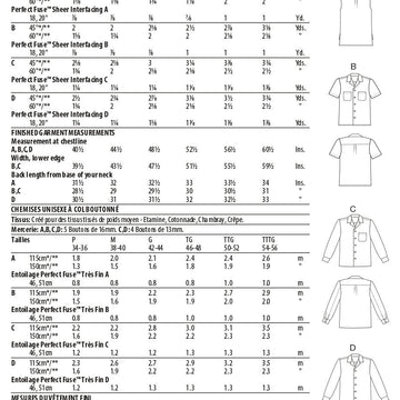 Butterick Unisex Button-Down Shirts B6846 - Sewing Pattern