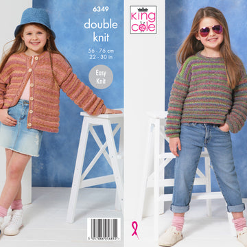Sweater and Cardigan Knitted in King Cole Jamboree DK - P6349 - Leaflet