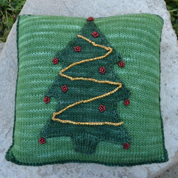 Christmas Tree Pillow with Beaded Trim