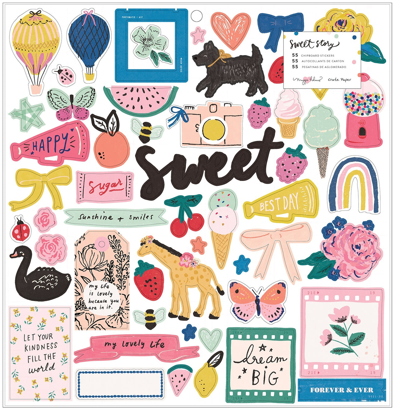 American Crafts Maggie Holmes Sweet Story Chipboard Stickers 55/Pkg - 622217