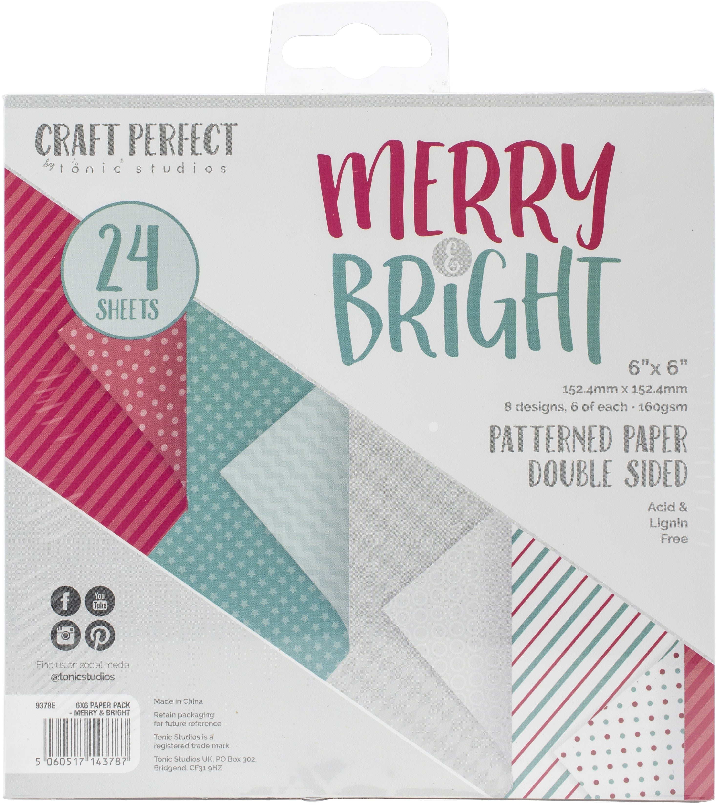 Tonic Studios Craft Perfect Double-Sided Cardsock 6"X6 24/Pkg - Merry & Bright