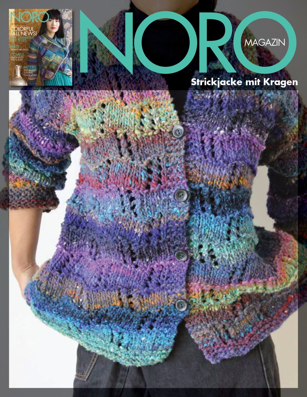Strickjacke mit Kragen aus Noro Bachi - 17220 - Downloadable PDF