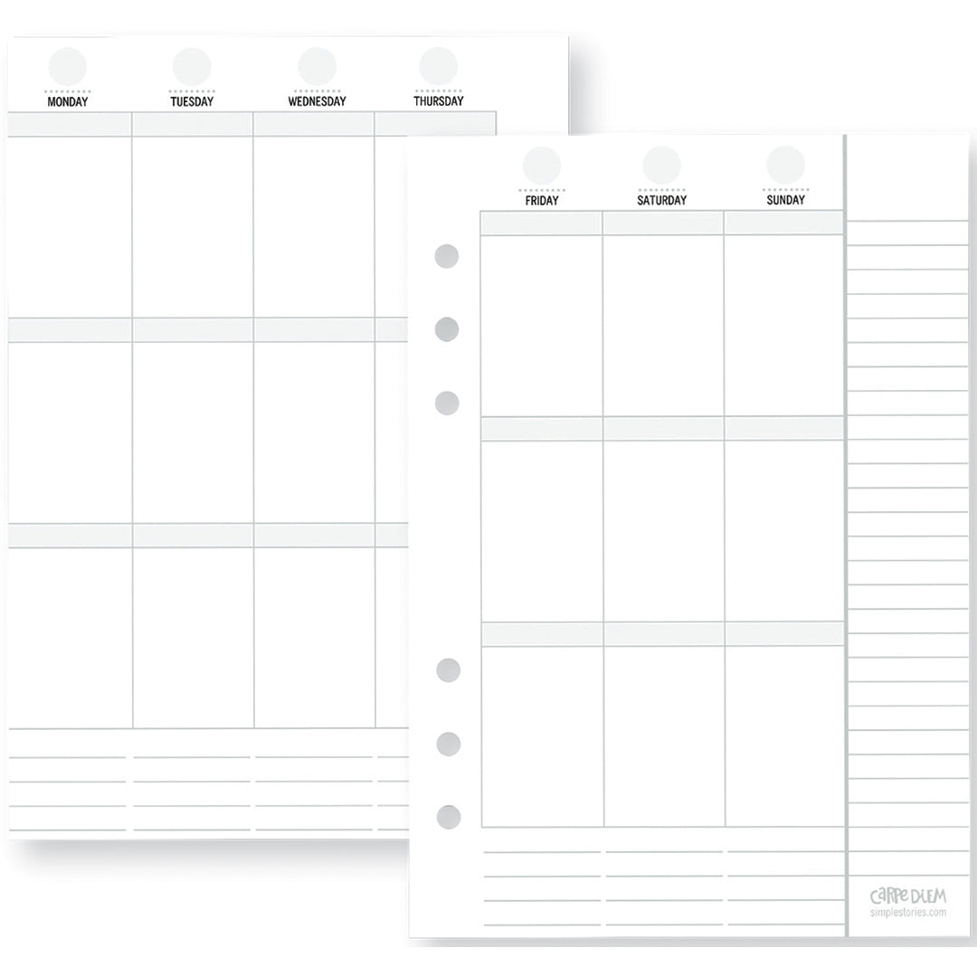 Carpe Diem Planner Essentials Double-Sided A5 Inserts 72/Pkg - Weekly Vertical