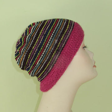 Himalaya Stripe Beanie Hat Circular knitting pattern