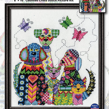 Design Works Patchwork Dogs Cross Stitch Kit - 20cm x 25.5cm