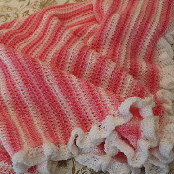 Strawberry Vanilla Baby Blanket with Ruffle.