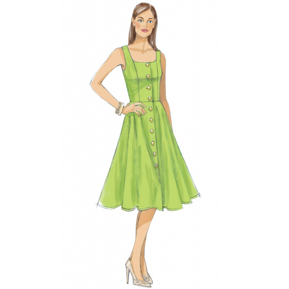 Vogue Misses' Button-Down, Flared-Skirt Dresses V9182 - Sewing Pattern