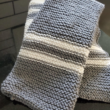 Striped Dish Towel with slipped stitch Edge