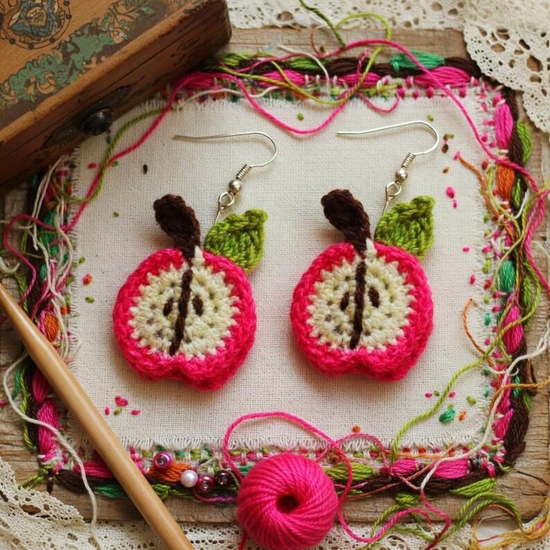Crochet Apple Earrings Pattern – Mini Apple Earrings PDF + Video Tutorial